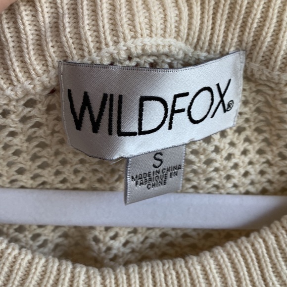 Wildfox Knit Mesh Fish Net White Tan Long Sleeve Sweater sz S - Picture 3 of 5